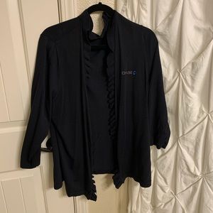 Navy ruffled chase cardigan